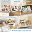 Spice Rack, Spice Organization for Cabinet - Expandable Width, 3 Tiered Spice Rack Organizer for Cabinet - Adjustable Height, Seasoning Organizer for Cabinet, Countertop, Pantry, White