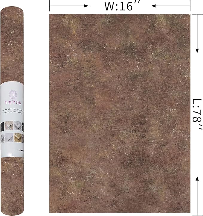 TOTIO Retro Brick Red Concrete Wallpaper Peel and Stick Brown Granite Contact Paper Industrial Style Wall Paper 16x78inch Bubble-Free Design Matte Thickened Waterproof Self-Adhesive Vinyl Wall Sticker