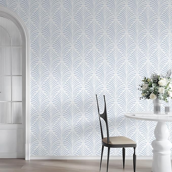Safiyya Peel and Stick Wallpaper Boho Contact Paper 17.3"x196" Blue Geometric Modern Wall Paper Self Adhesive Removable Wallpaper for Bedroom Vinyl Rolls