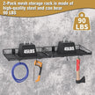 2 Pack Garage Wall Shelf, Garage Wall Mounted Shelving, Heavy Duty Floating Shelves With 4 Hooks, Loads 90 LBS Black Wall Shelves Mesh Storage Rack for Office, Basement, Wall Cabinet and Kitchen