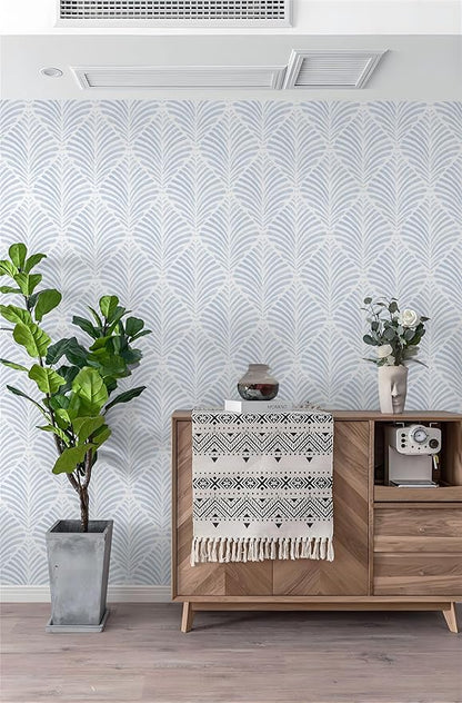 Safiyya Peel and Stick Wallpaper Boho Contact Paper 17.3"x196" Blue Geometric Modern Wall Paper Self Adhesive Removable Wallpaper for Bedroom Vinyl Rolls