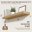 30 Inch Floating Shelves | 6.5 Inch Deep Oak Floating Shelves Set of 2 | 30