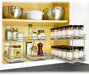 LYNK PROFESSIONAL® Pull Out Spice Rack Organizer for Inside Kitchen Cabinets - 6-3/8 inch Wide - Slide Out Drawer – Chrome Sliding Spice Organization for cabinet - Spice Racks - 2 Tier