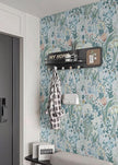 Peel and Stick Wallpaper Vintage Wall Paper Gray Blue Floral Contact Paper Removable Wallpaper 17.3