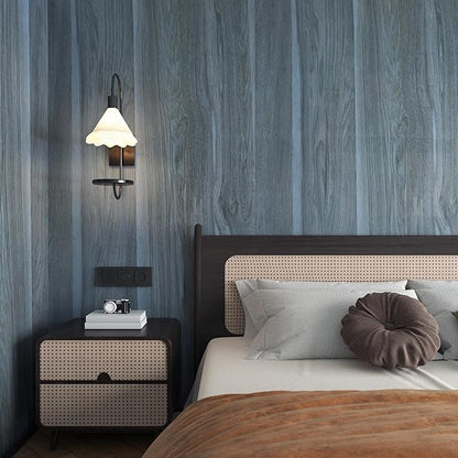 BOMENG Large Blue Wood Contact Paper Peacock Wallpaper Stick and Peel 31.5x354inch Wood Grain Wall Paper for Cabinets Wood Vinyl Wrap for Desk Walls Dresser Cover Top Kitchen Cabinet