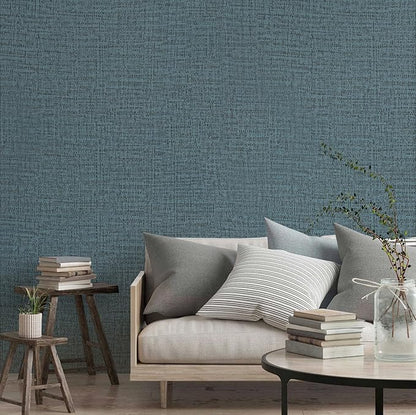 Guvana Grasscloth Peel and Stick Wallpaper Blue Textured Contact Paper Modern Removable Self Adhesive Wall Paper Thicken Fabric Faux Linen Wallpaper for Bathroom Bedroom Living Room 197inx15.7in
