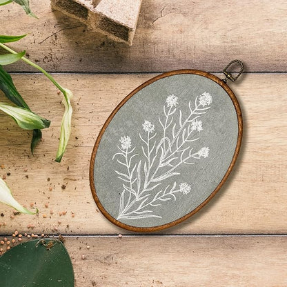 KSDUT Vintage Flower Wall Art Decor - Botanical Neutral Mid Century Modern Wall Art Canvas Frame Hanging Prints, Vintage Landscape Oval Wall Art Decor for Home Decorations 8.6"x11.4"