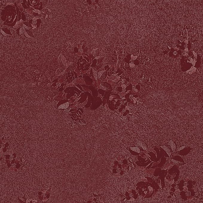 CHIHUT Thicken Embossed Floral Wallpaper Stick and Peel 12”x472” Dark Red Flower Contact Paper Self Adhesive Textured Floral Wall Paper for Bedroom Decorative Vinyl Roll for Cabinets Countertops