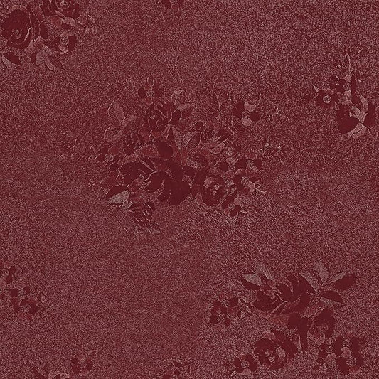 CHIHUT Thicken Embossed Floral Wallpaper Stick and Peel 12”x472” Dark Red Flower Contact Paper Self Adhesive Textured Floral Wall Paper for Bedroom Decorative Vinyl Roll for Cabinets Countertops