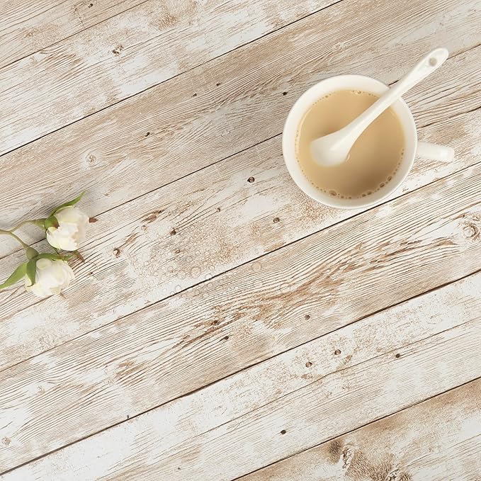 Decoroom Wood Wallpaper Peel and Stick, Shiplap Self Adhesive Contact Paper for Cabinets and Drawers, Removable Wood Grain Wall Paper Easy to Clean 17.7"×394"