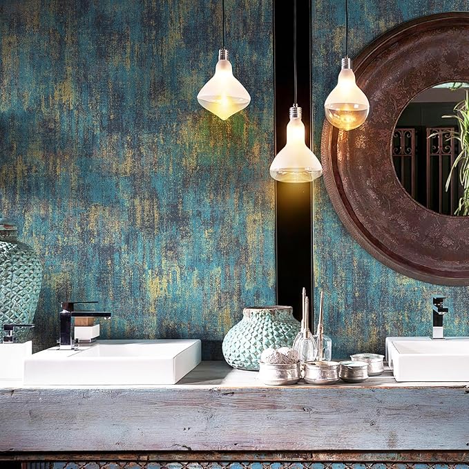 JiffDiff Vintage Metallic Peel and Stick Wallpaper Self Adhesive Industrial Metallic Concrete Wall Paper Modern Stick on Wallpaper(17.3