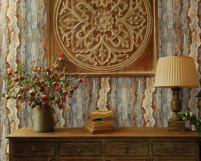 FLFK Rustic Wood Wallpaper,Peel and Stick Wood Grain Wall Mural for Living Room, Bedroom, Kitchen, Office, Apartment Decor 16