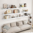 RICHFOCUS 24Inch Floating Shelves for Wall 2 Pack Shelves for Bedroom|Kitchen|Bathroom Wall Mounted Rustic Wood Floating Shelf with Invisible Brackets for Books|Storage|Decor, White