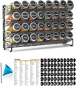 SpaceAid Spice Rack Organizer with 32 Spice Jars, 386 Spice Labels, Chalk Marker and Funnel Set for Cabinet, Countertop, Pantry, Cupboard or Door & Wall Mount - 32 Jars, 15.3