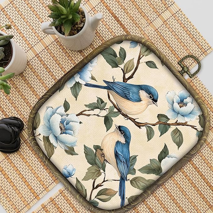 KSDUT Bird Wall Art Decor - Chinoiserie Neutral Mid Century Modern Wall Art Canvas Frame Hanging Prints, Vintage Landscape Square Wall Art Decor for Home Decorations 6.5