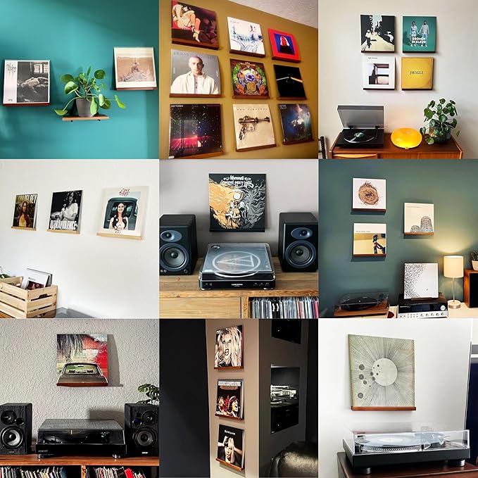 Vinyl Record Shelf - A Display Ledge Made of Solid Walnut - A Wall Mount for Your Favorite or Now-Playing Records -This Vinyl Record Holder Fits All Records (Walnut)