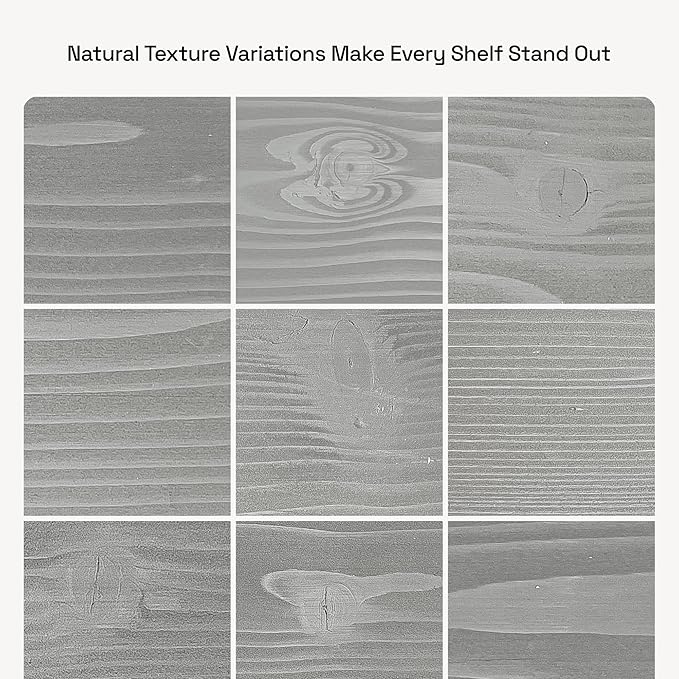 BAOBAB WORKSHOP Wood Floating Shelves for Wall - Rustic Shelf 16 inch - Grey Bathroom Shelves - Solid Wood Shelves for Wall for Bedroom Kitchen Living Room - Gray Finish, 16W × 6.7D, Set of 2