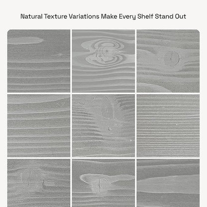 BAOBAB WORKSHOP Wood Floating Shelves for Wall - Rustic Shelf 16 inch - Grey Bathroom Shelves - Solid Wood Shelves for Wall for Bedroom Kitchen Living Room - Gray Finish, 16W × 6.7D, Set of 2