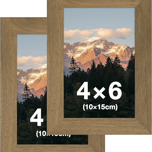 FrameWorks 2-Pack, 4x6 Picture Frame, Dark Oak – Classic Wooden Photo Frame with Tempered Glass, Modern Matte Finish for Prints, Posters, Certificates & Wall Decor – Gallery-Ready