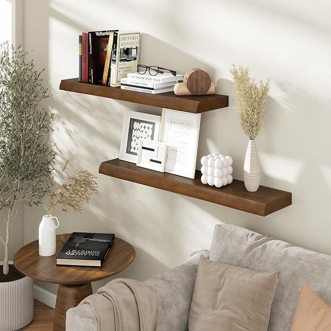RICHFOCUS Live Edge Wood Floating Shelves for Wall 36