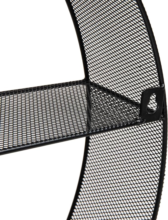 Mind Reader Circular Floating Shelves, Wall Decor, Accent Shelf, Office, Bathroom, Metal Mesh, 18" L x 4" W x 18" H, Black