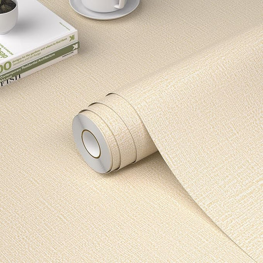 WADILE Grasscloth Peel and Stick Wallpaper 15.7in x 78.7in, Textured Contact Paper for Cabinets, Faux Linen Wall Paper Pull and Stick, Fabric Vinyl Wallpaper Self Adhesive Beige