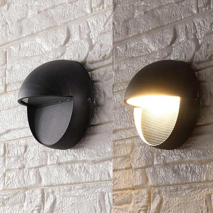 JONATHAN Y 6.25" Rustic Black Modern Round Outdoor Integrated LED Wall Sconce Light, Metal/Glass Waterproof Exterior Downlight for Porch, Patio, and Entryway, ETL Listed (JYL7441C)
