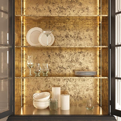 VEELIKE Metallic Wallpaper Stick and Peel Textured Gold Wallpaper for Bedroom Accent Walls 15.7''x118'' Self Adhesive Gold Contact Paper for Cabinets Drawers Waterproof Removable Gold Vinyl Wallpaper