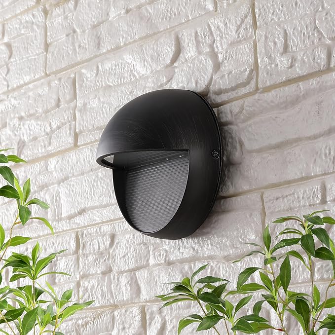 JONATHAN Y 6.25" Rustic Black Modern Round Outdoor Integrated LED Wall Sconce Light, Metal/Glass Waterproof Exterior Downlight for Porch, Patio, and Entryway, ETL Listed (JYL7441C)