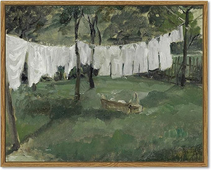 SHENIFY Laundry Room 11x14in Vintage Framed Canvas Wall Art Decor - Natural Framed