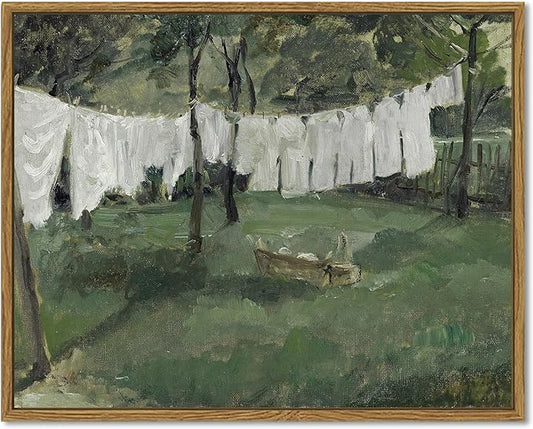 SHENIFY Laundry Room 11x14in Vintage Framed Canvas Wall Art Decor - Natural Framed