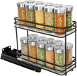 LYNK PROFESSIONAL® Pull Out Spice Rack Organizer for Inside Kitchen Cabinets - 4-3/8 inch Wide - Slide Out Drawer – Black Sliding Spice Organization for cabinet - Spice Racks - 2 Tier