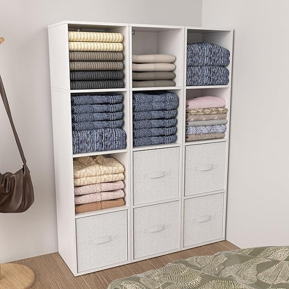 4 Cube Storage Organizer, 4 Tier Cube Low Bookcase Freestanding Storage Display Organizer, Four-Cubes Open Shelf Bookshelf for Home Office (White, 4-Cube)