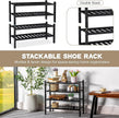 2-Tier Acacia Wood Shoe Rack - Stackable Entryway Organizer for Closet, Entryway, Easy Assembly, Indoor/Outdoor Storage Stand (Black)