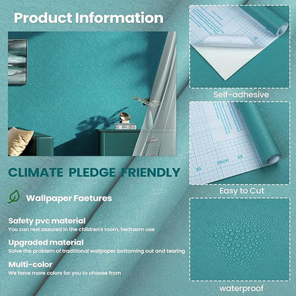 Teal Peel and Stick Self Adhesive Wallpaper - Removable Waterproof Bathroom Countertop Contact Paper 15.7" X 118" - Kitchen Vinyl Wrap for Cabinet Countertops - Wall Cover Counter Top Paper