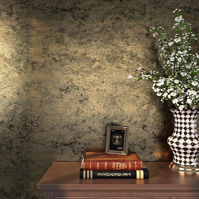Livelynine 15.8x394 Gold Peel and Stick Wallpaper for Kitchen Removable Textured Gold Metallic Embossed Self Adhesive Contact Paper Roll Antique Vintage Bathroom Wallpaper Waterproof Desk Vinyl Wrap