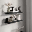Fun Memories Floating Shelves 32 Inch Long, 9.3 Inch Deep Classic Crown Molding Floating Shelves for Wall, Rustic Wooden Shelves for Wall Decor Bathroom, Kitchen, Office, (Black, 2Pack)