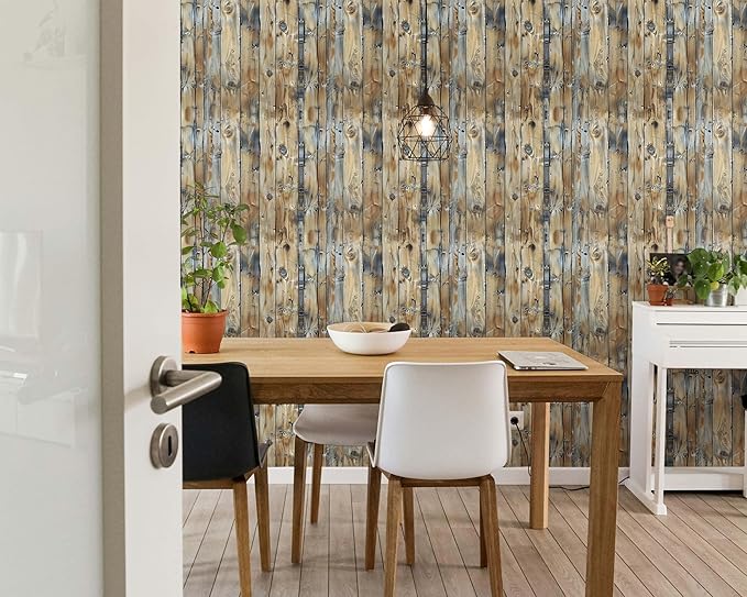 FLFK Rustic Wood Wallpaper,Peel and Stick Wood Grain Wall Mural for Living Room, Bedroom, Kitchen, Office, Apartment Decor 16