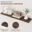 Floating Shelves for Wall Decor, Rustic Solid Elm Wood Live Edge Floating Shelves Wall Mounted, Wall Shelves with Invisible Bracket for Living Room Bathroom Bedroom Kitchen, 36 Inch Set of 2, Walnut