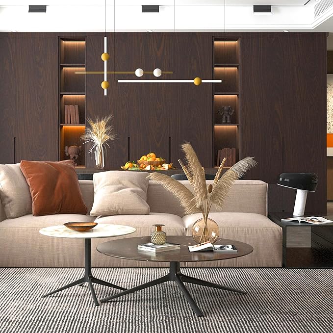 TOTIO Extra Wide Wood Grain Contact Paper Dark Brown 32x78in Thick Matte Black Walnut Textured Wallpaper Peel Stick Waterproof Self Adhesive Furniture Stickers Vinyl Wall Stickers Chocolate Brown