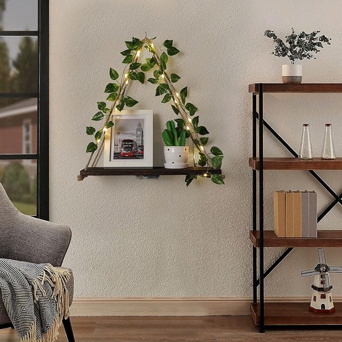 Shelf for Wall,Floating Shelves,Floating Shelves for Wall No Drilling,Adhesive Shelves,Command Strip Shelf,Room Decor Aesthetic,Plant Shelf Wall,Whimsical Decor,2-Piece Set(Green Leaf)