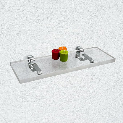 Clear Acrylic Shelves for Wall Storage, 6" W X 36" L, 3/4" Thick Wall Mounted Floating Shelves for Bedroom, Living Room, Bathroom, Kitchen -‎Easy Installation with Screws and Chrome Finish Brackets