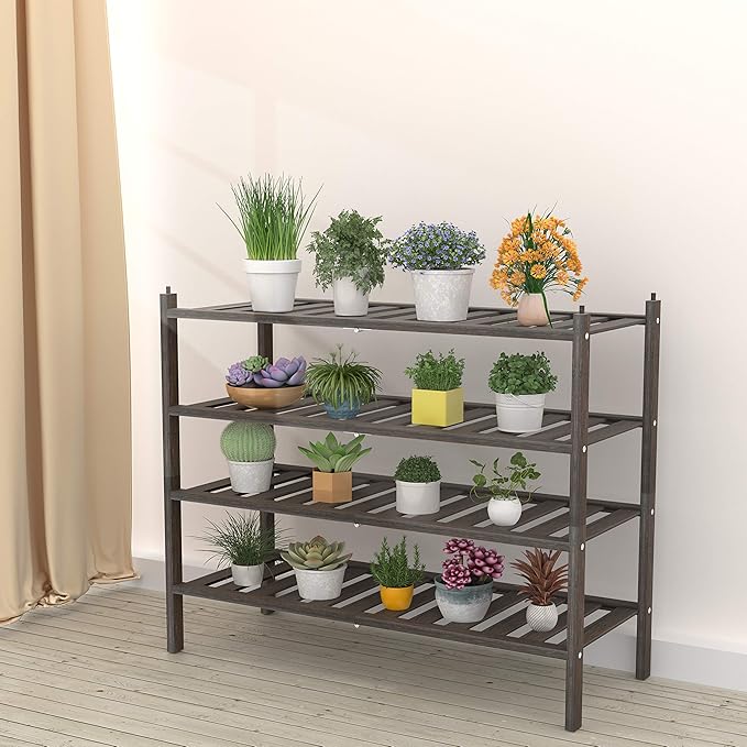 Bamboo 2-Tier Shoe Rack Stackable Shelf Storage Organizer for Entryway, Hallway and Closet, 27.2