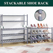 Smiry Bamboo Shoe Rack for Closet, 2 Tier Wooden Stackable Shoe Organizer, Free Standing Shoes Storage Shelf for Entryway, Front Door Entrance, Grey