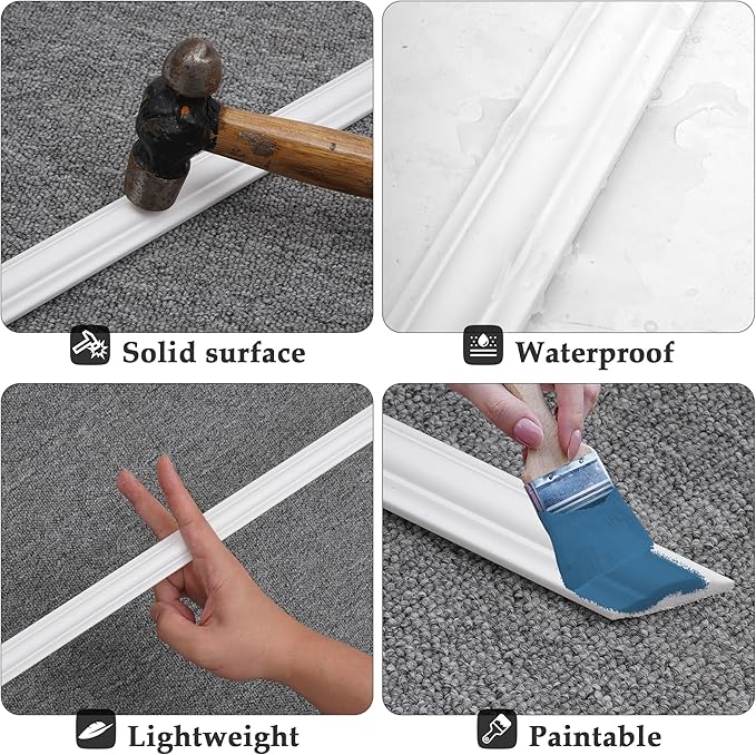 3 Sets Peel and Stick Molding Trim for Walls, Pre-Cut Wainscoting Panels 54x24 Inch Peel and Stick Wall Molding Kit, Self Adhesive Molding Trim for Walls, Home Renovation, White