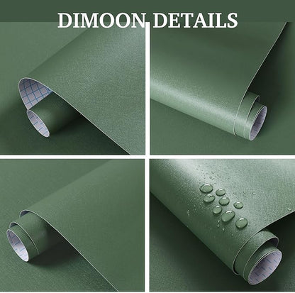 Dimoon 17.7''x236'' Peel and Stick Wallpaper Green Contact Paper for New Environmentally Friendly Materials Thickening Upgrade Embossed Renter Friendly Wall Paper Modern Vinyl Wrap Countertop Bedroom