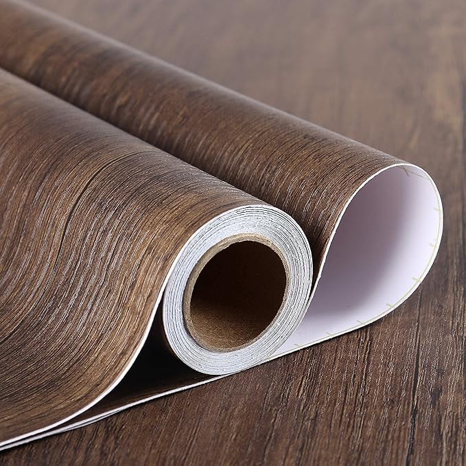 Stickyart Distressed Wood Stick and Peel Wallpaper Brown Textured Wood Wallpaper Self Adhesive Removable Wood Grain Vinyl Wrap for Cabinets Faux Wood Wall Paper Decorative Farmhouse Furniture 12"x160"
