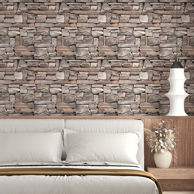 tiltil Stone Wallpaper Peel and Stick Brick Contact Paper Backsplash 17.7