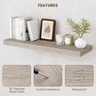 48 Inch Floating Shelves, 3D Textured Wood Grain, 48