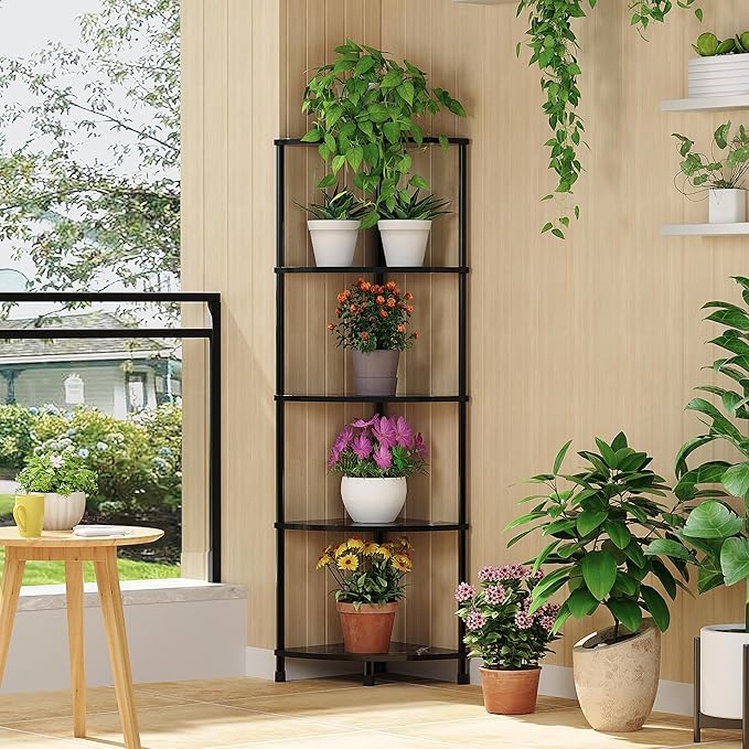 Book Shelf Corner Shelf, 5 Tier Corner Bookshelf Display for Living Room Decor, 44.1